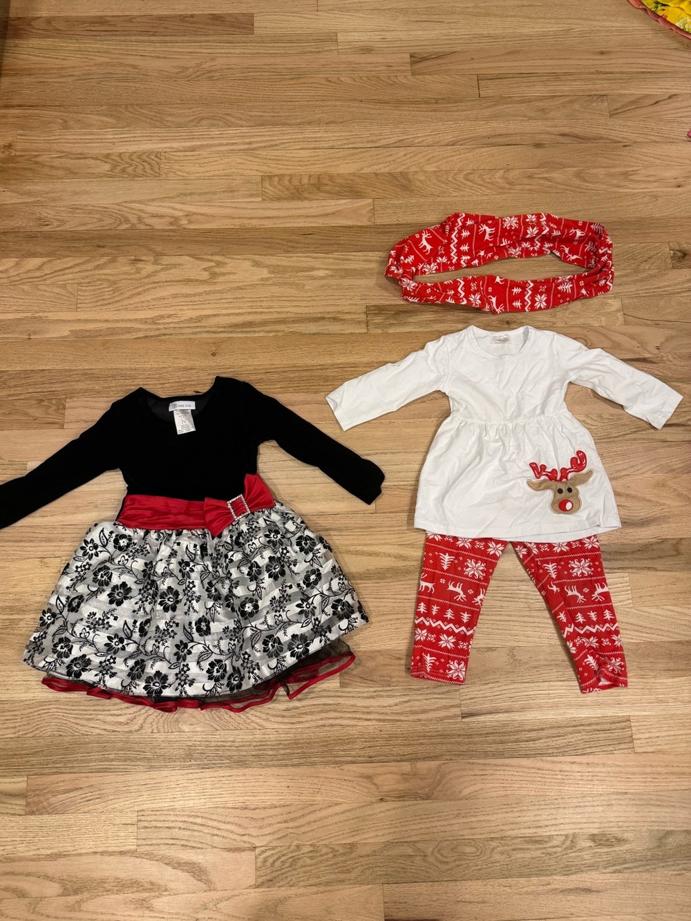 Girls Holiday Dress and Reindeer Set for